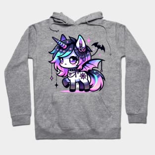 Pastel Goth Unicorn Kawaii Creepy Cute Chibi Horse Hoodie